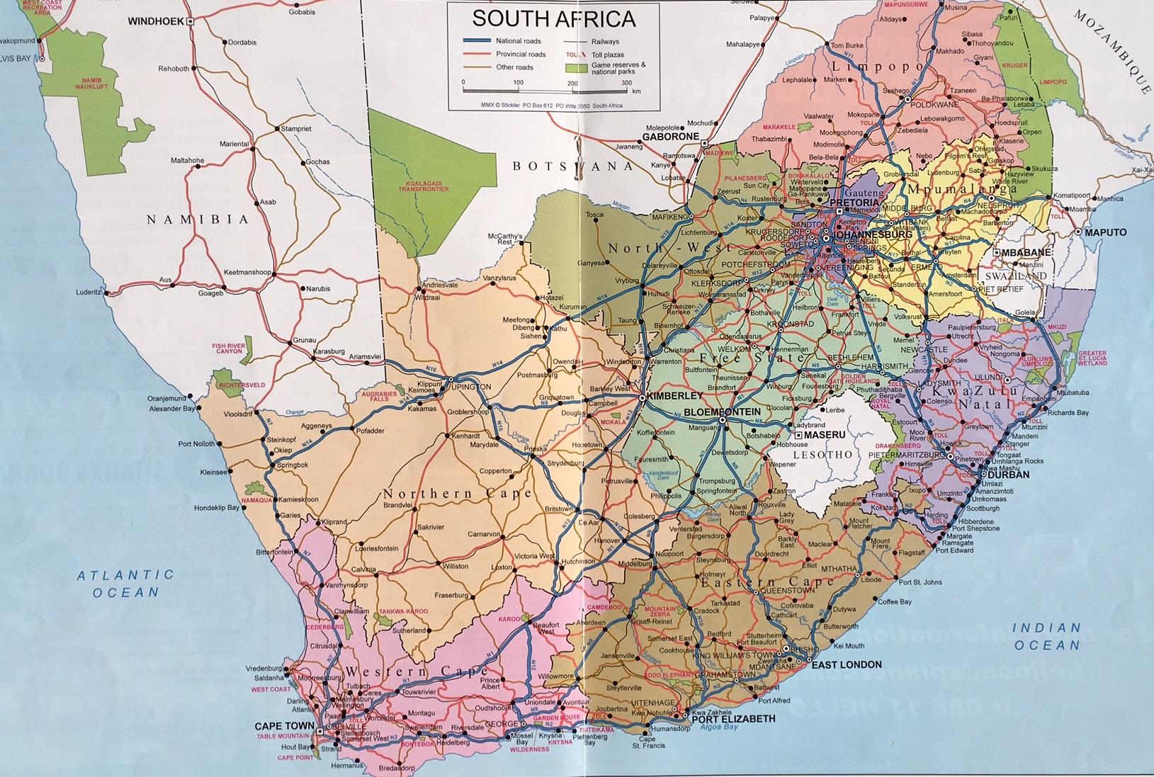 Road Map Of South Africa - San Antonio Map